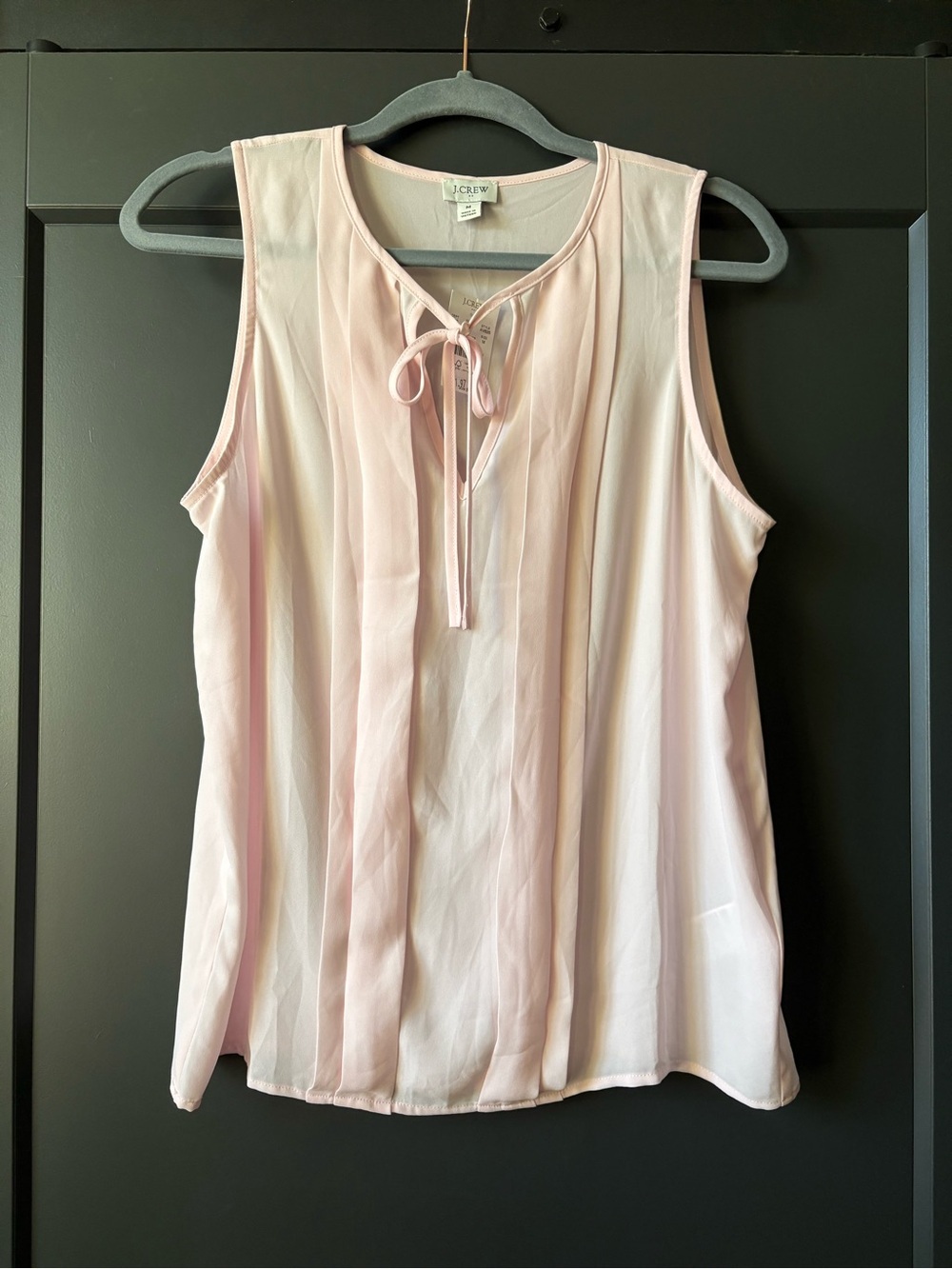 J. Crew Light Pink Sleeveless Tie-Neck Pleated Camisole